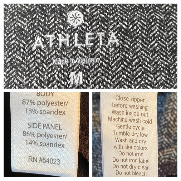 Athleta Herringbone Luxe Metro Drifter Leggings Faux Leather Accents SZ M - Picture 11 of 13